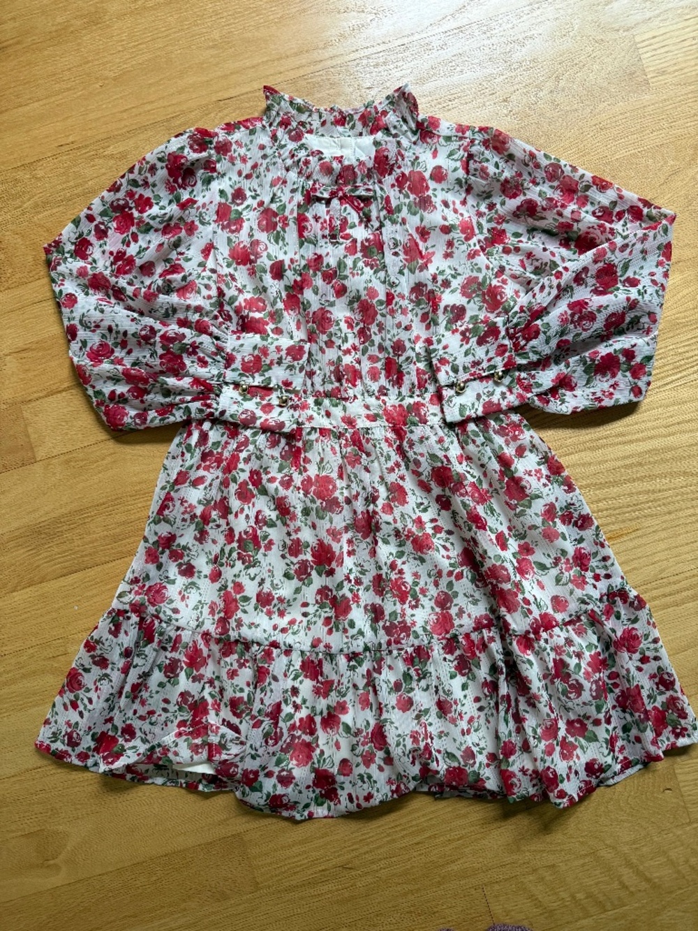 Janie and Jack Size 7 Girls Red Rose Floral Dress